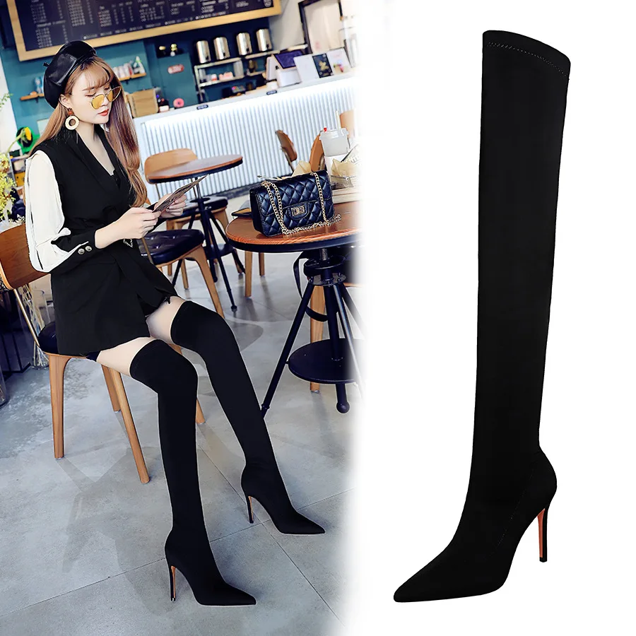 Fashion high heel stretch sexy nightclub over-the-knee boots