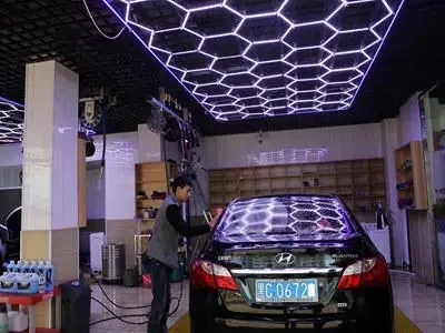 hexagonal splicing ambient led touch modular light y shape wood panel warm wall large samples light 6500k