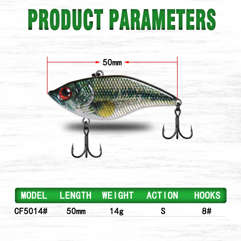 WHL022  Metal VIB Lure Spoon Fishing Baits 14g 5cm Wobblers Spinner Hard Bait Swimbait Tackle VIB Fishing Lure