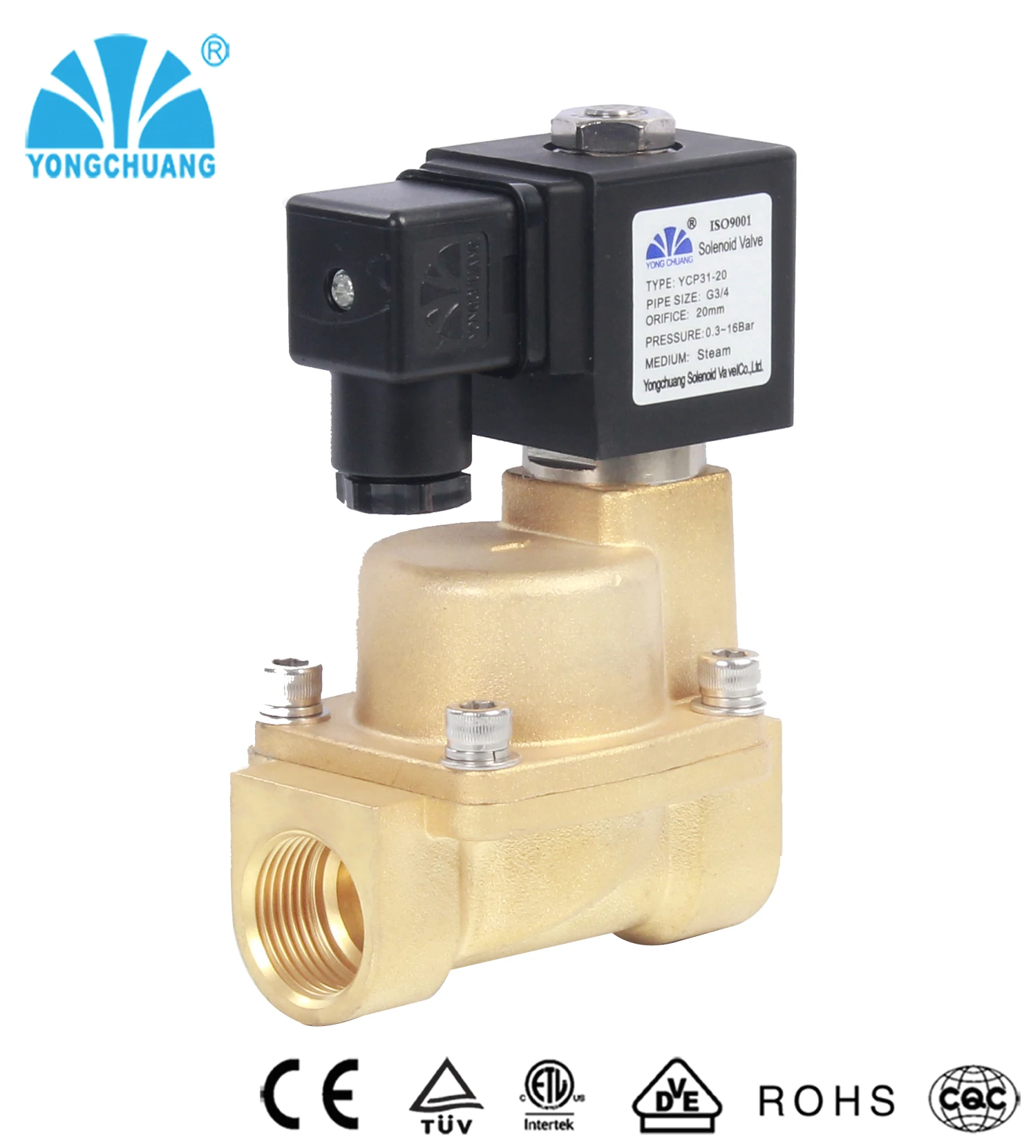 YCP31 series brass stainless steel steam solenoid valve
