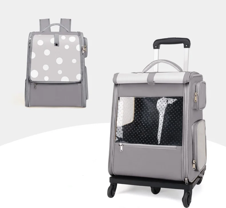 Pet trolley suitcase Pet Bag Portable cat suitcase Cat bag Going out large capacity shoulder breathable pet backpack