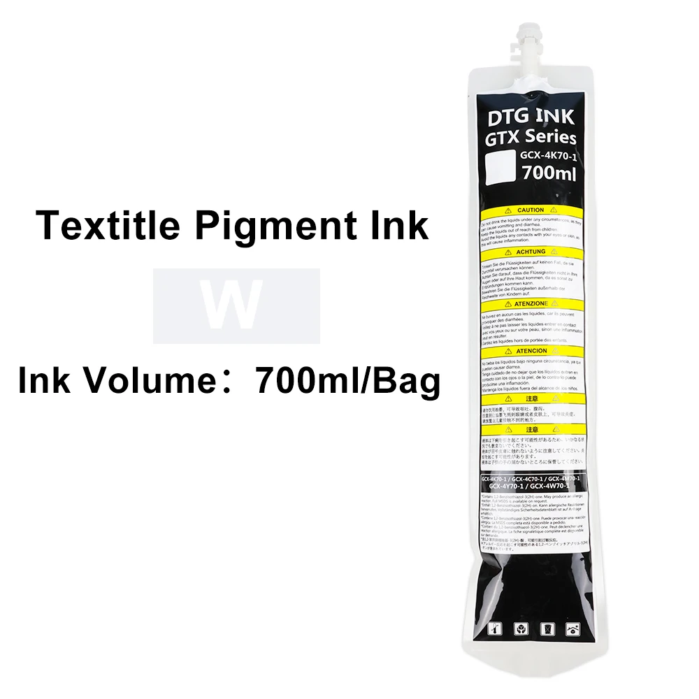 Xcellent 700ML GTX Digital Pigment fillled ink bag with DTG  ink one time use chip  for Brother GTX GTX PRO Printer
