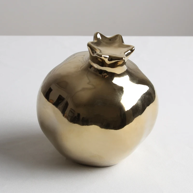 Arabic good quality ceramic luxury home decoration pieces golden pomegranate decor