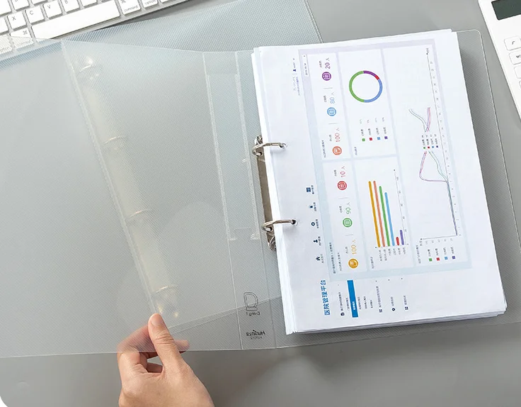 2/3 /4/6 hole round metal clip  ring binder 1/ 2 inch custom size PP plastic A4 folder looser leaf Letter document file folders