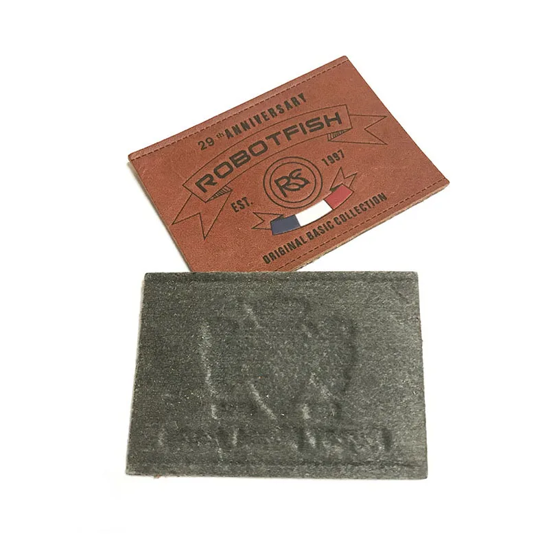 Wholesale good price custom logo soft leather jeans leather custom PU patches labels for clothing