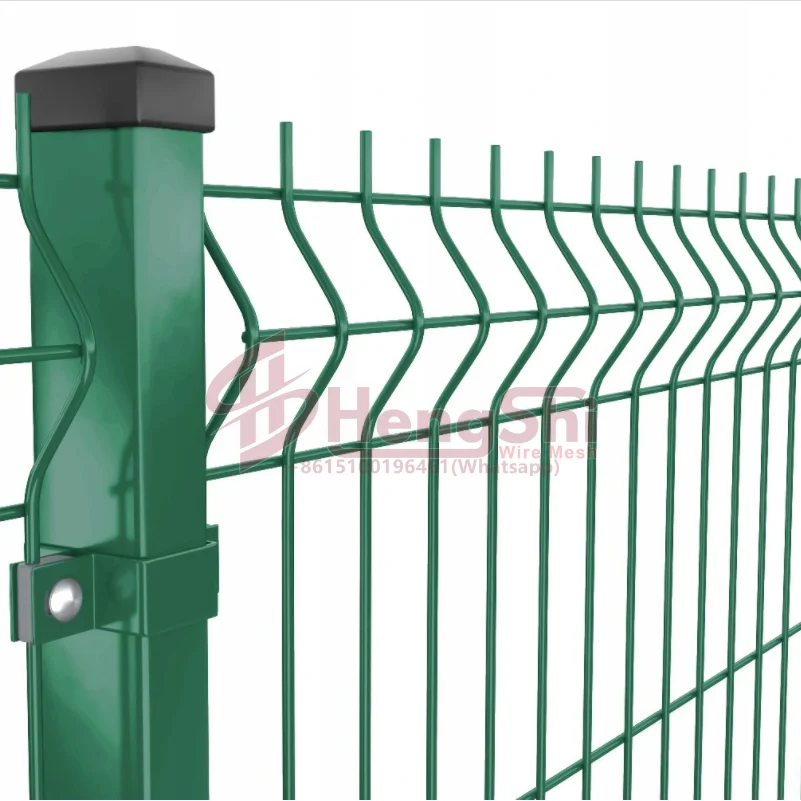 Welded Panel Sheets PVC Fence 3D Bend Wire Mesh Triangle Fence with Peach Square round Post Steel Garden Fence Factory Direct