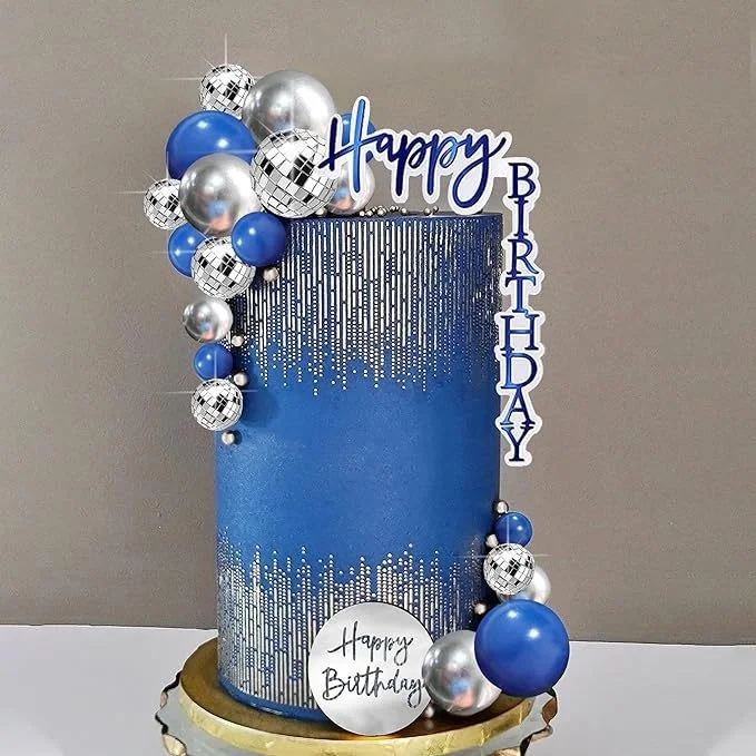 disco mirror ball  Cake Decorations Black Gold & Blue cake decorating supplies for Kids & Adults Christmas Baby Occasions