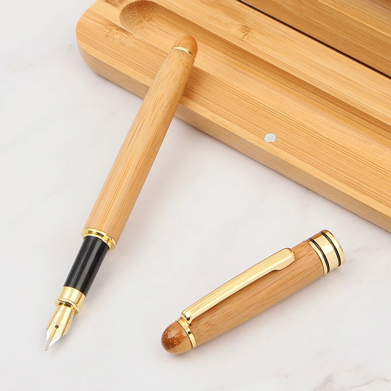 Hot sales bamboo set bamboo fountain pen  bamboo pen with custom logo