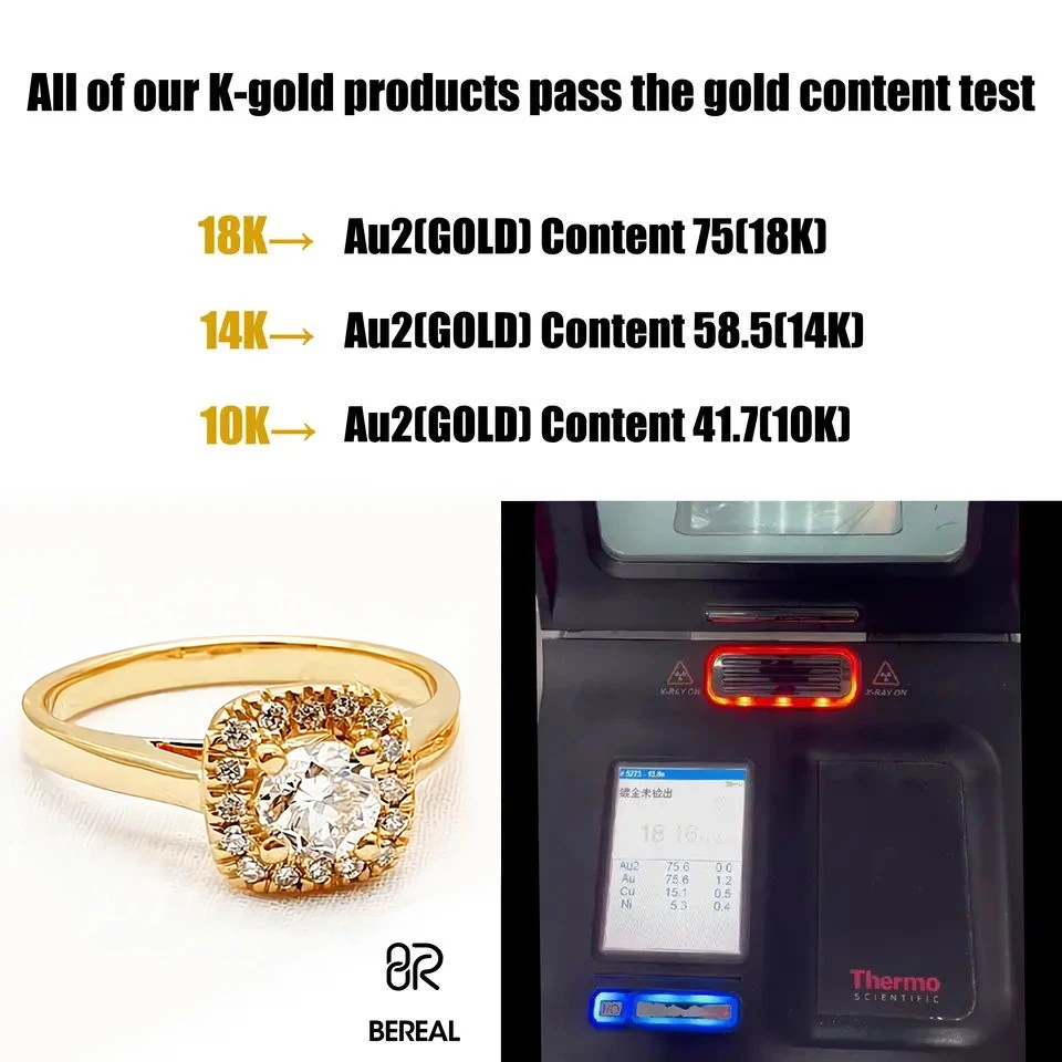 Pass Diamond Tester 10K 14K Solid Gold Moissanite Engagement Ring Wholesale Iced Out Real Gold Diamond Wedding Eternity Band