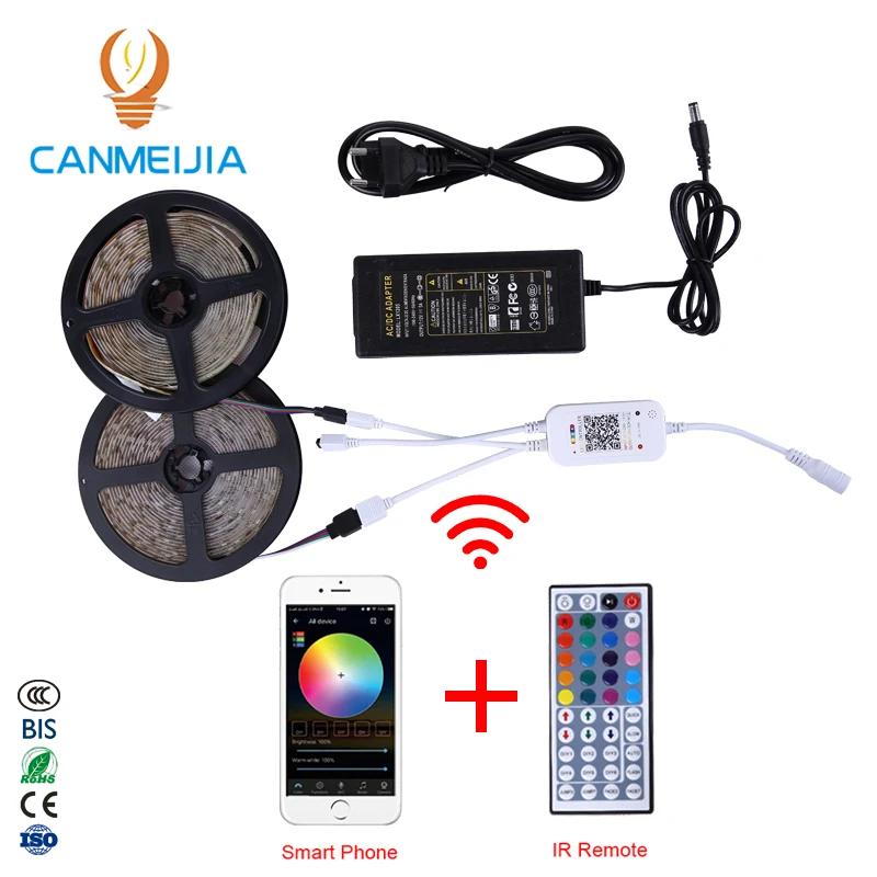  12V 2835 10 м изменяюща цвет Тира ламп Colores Wi-Fi полосы света водонепроницаемый Led светодиодные цветных (Rgb) светодиодных