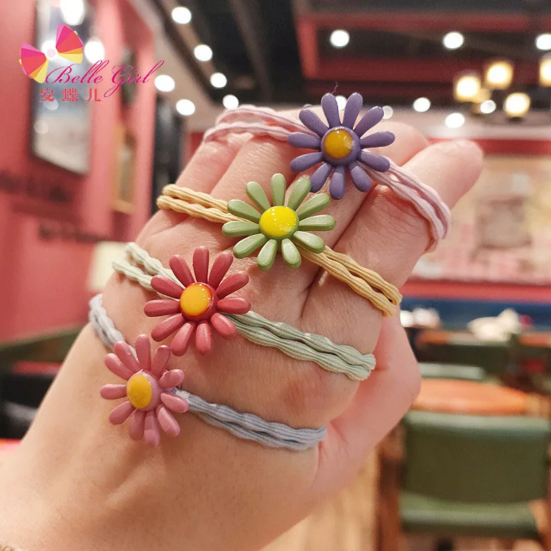 BELLEGIRL Korean style cute girls elastic hair bands factory flower Little Daisy wave knot cross hair bands hair ties