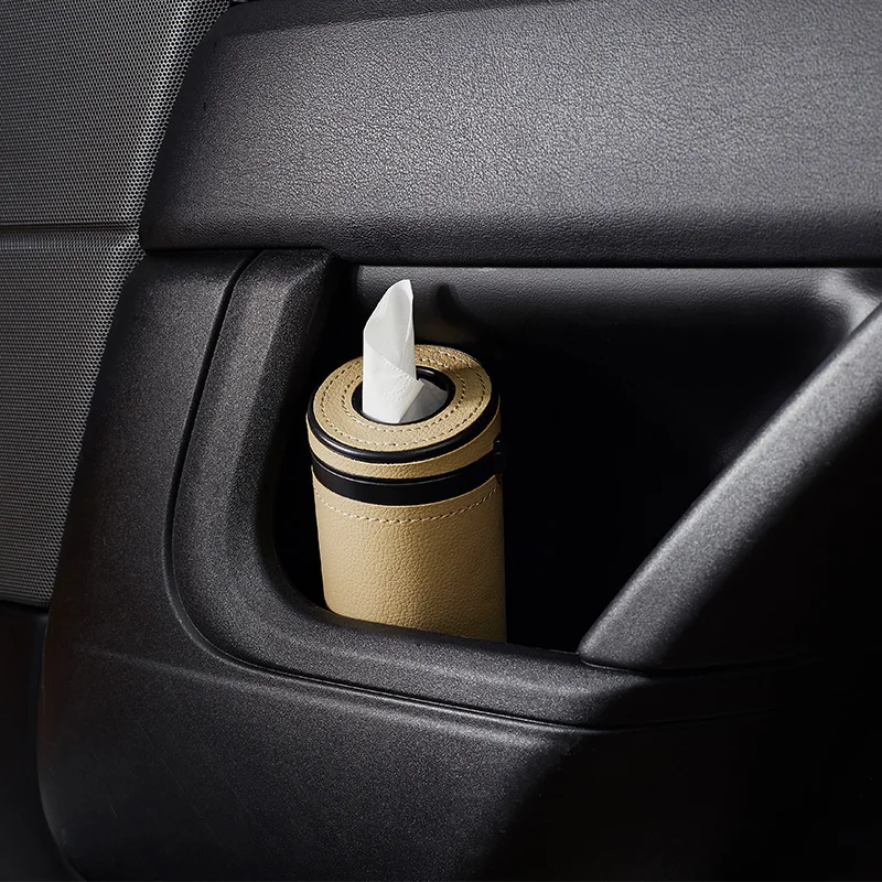 Portable Car Tissue Box PU Leather Universal Armrest Car Paper Towel Box