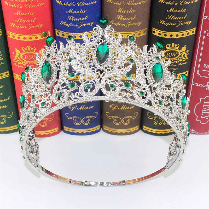 Large Full Round Crown Luxury Bridal Hair Accessories Wedding Bride Tiara Miss World Crystal Rhinestone  Pageant Crowns