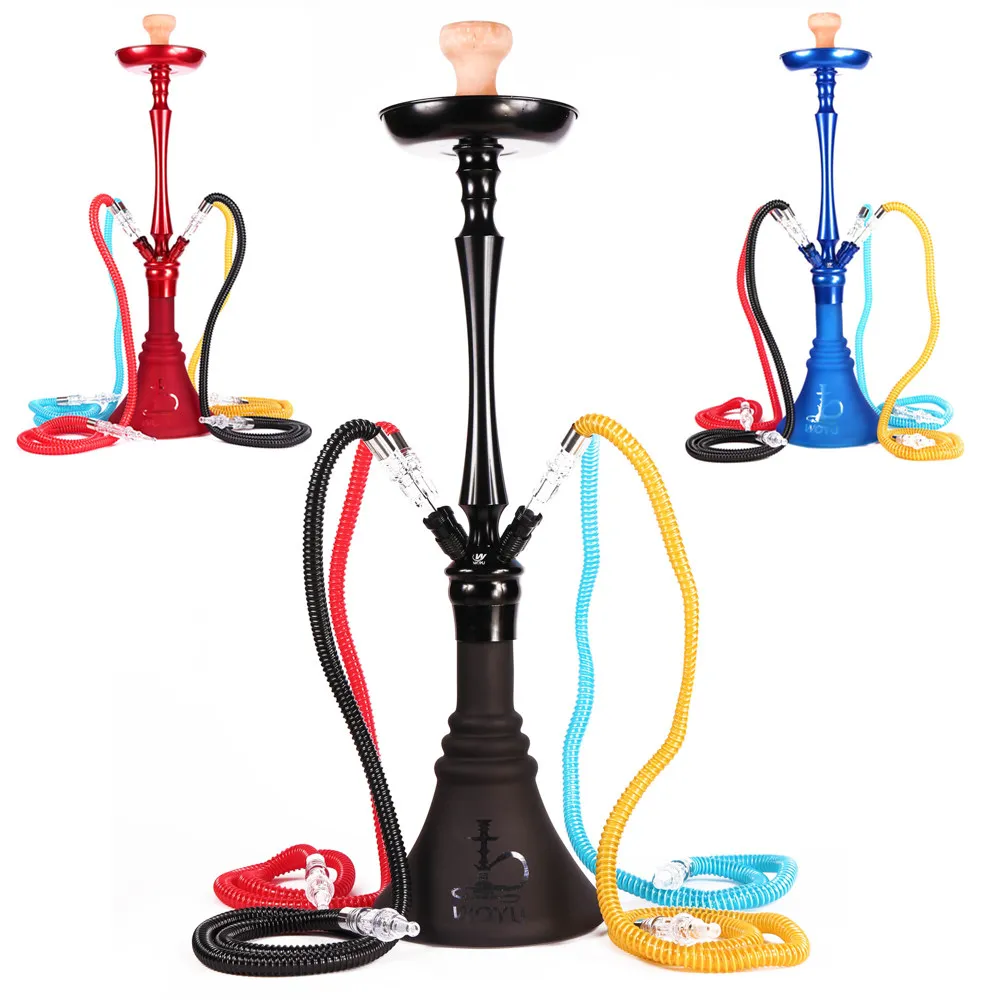 Guangzhou WOYU wholesale sheesha chicha nargile 4 hose aluminum glass shisha pipe hookah
