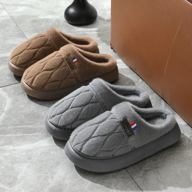 Cotton slippers for Men 2024 New Winter Indoor Plus Velvet Comfortable Warm Wool slippers Winter Plus Velvet Cotton slippers