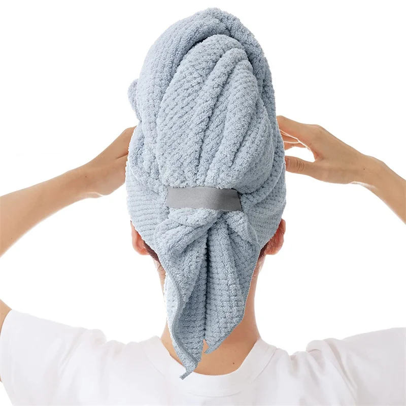 Large Microfiber Hair Wrap Towel for Women Comfortable Hair Drying Towel with Elastic Band