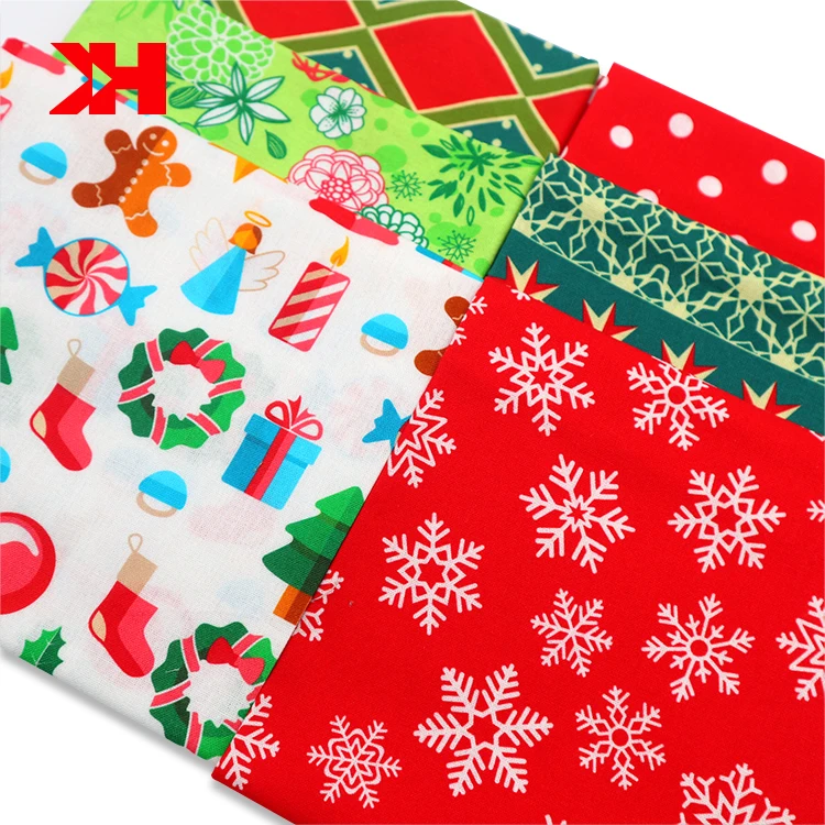 Kahn custom print fabric 6pcs-set christmas cotton fabric by the yard patchwork fabric for Quilting