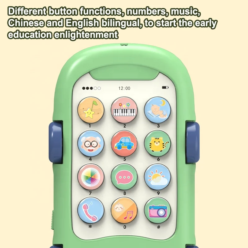 Early Educational Crocodile Baby Phone With Music Projection Flashlight Car Toys Projection Mobile Phone Toy For Infants