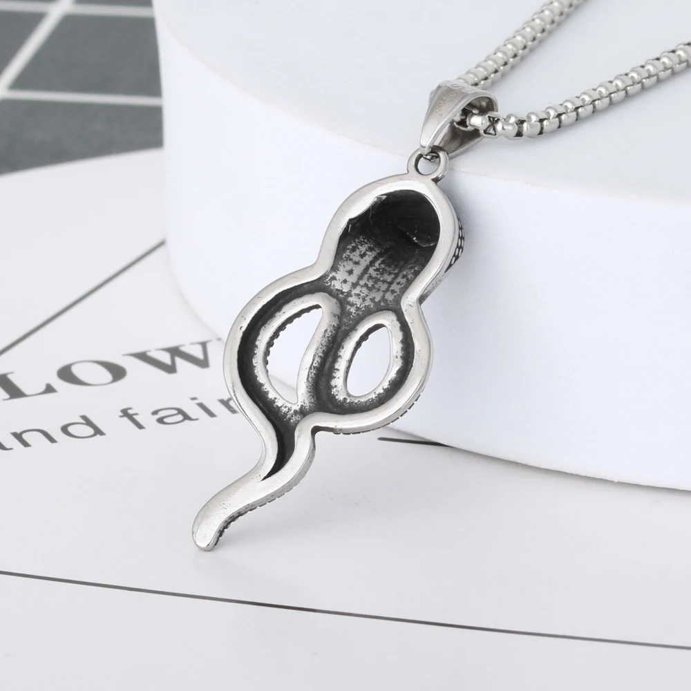 Best Selling Vintage Stainless Steel Snake Pendant Necklace For Men Women