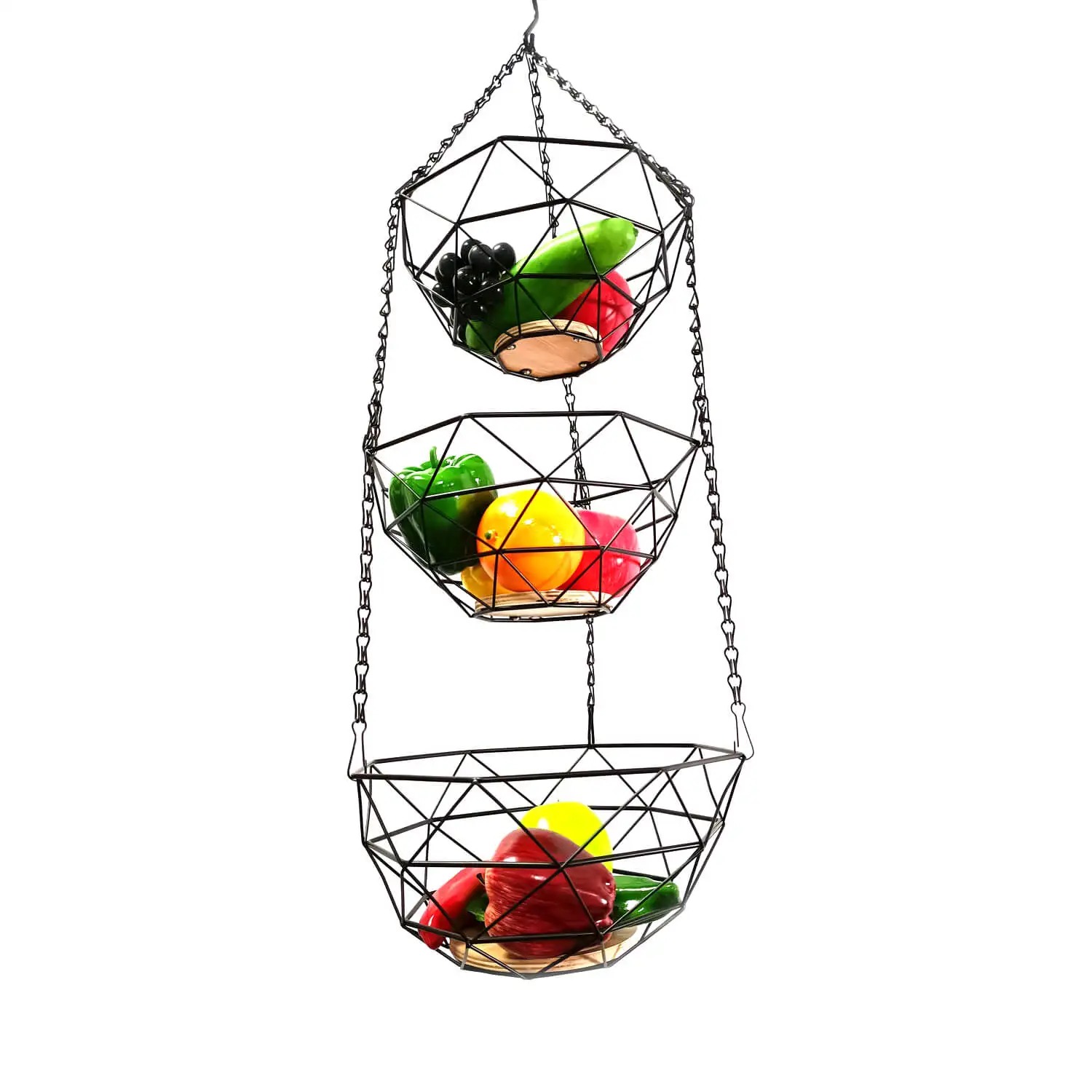 Metal Wire Basket Vegetable Storage Rack Wire Modern Heavy Duty 3 Tiers Racks Steel Storage Shelf Fruit Basket