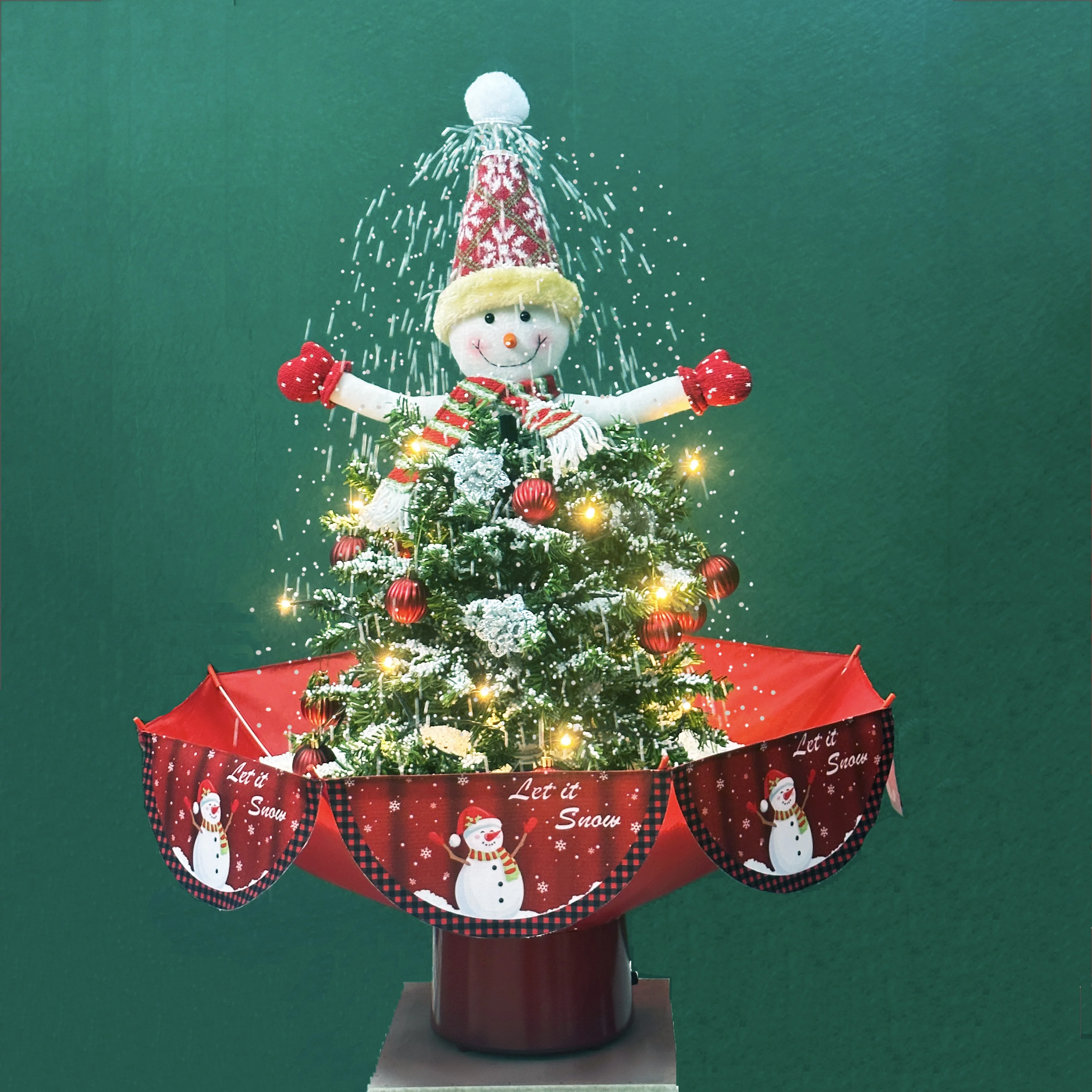 unique home holiday decoration merry led Christmas Tree with snowman