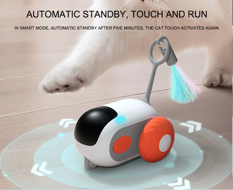 Electric Pet Car Toys Smart Remote Control Cat Toy Car Interactive Cat Teaser Stick With Feather