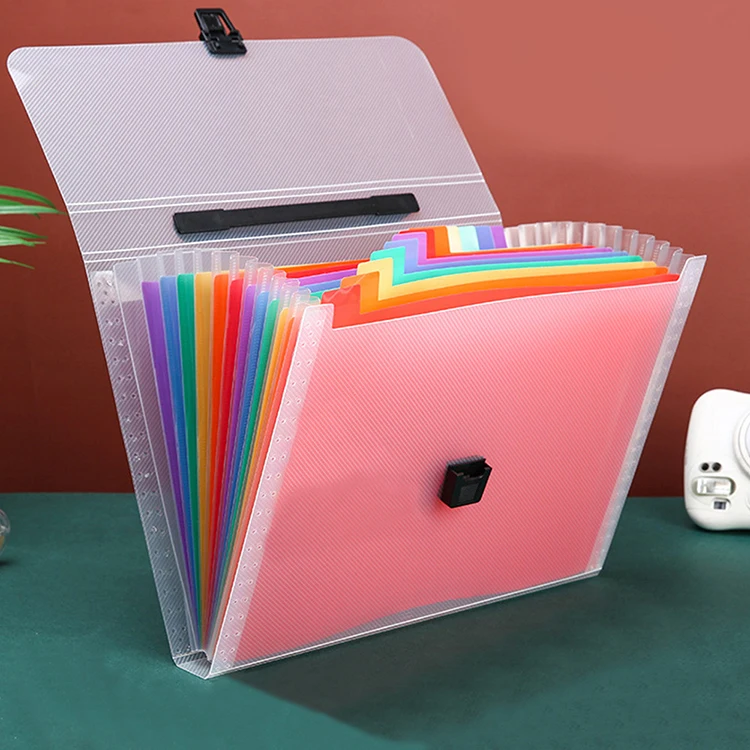 Wholesale Office Stationery Handbag Folder A4 Document Cover 13 Pockets Portable Expanding File Folder Organizer Bag with Handle