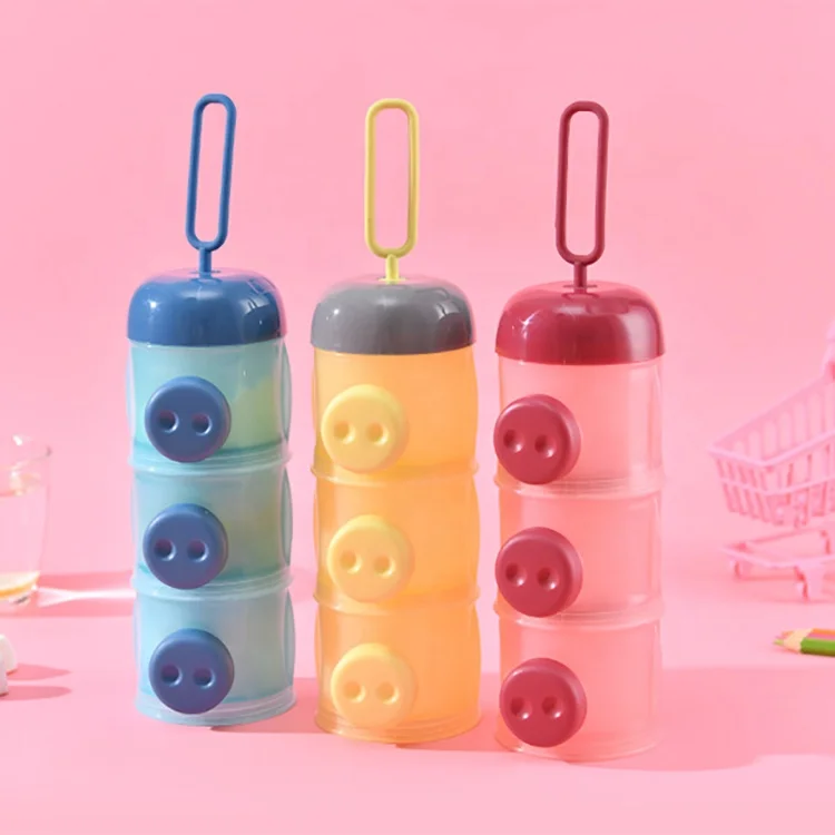 New Cute Little Pig Portable 3 Layer Ood Storage Snack Box Milk Powder Container Baby Milk Powder Formula Container