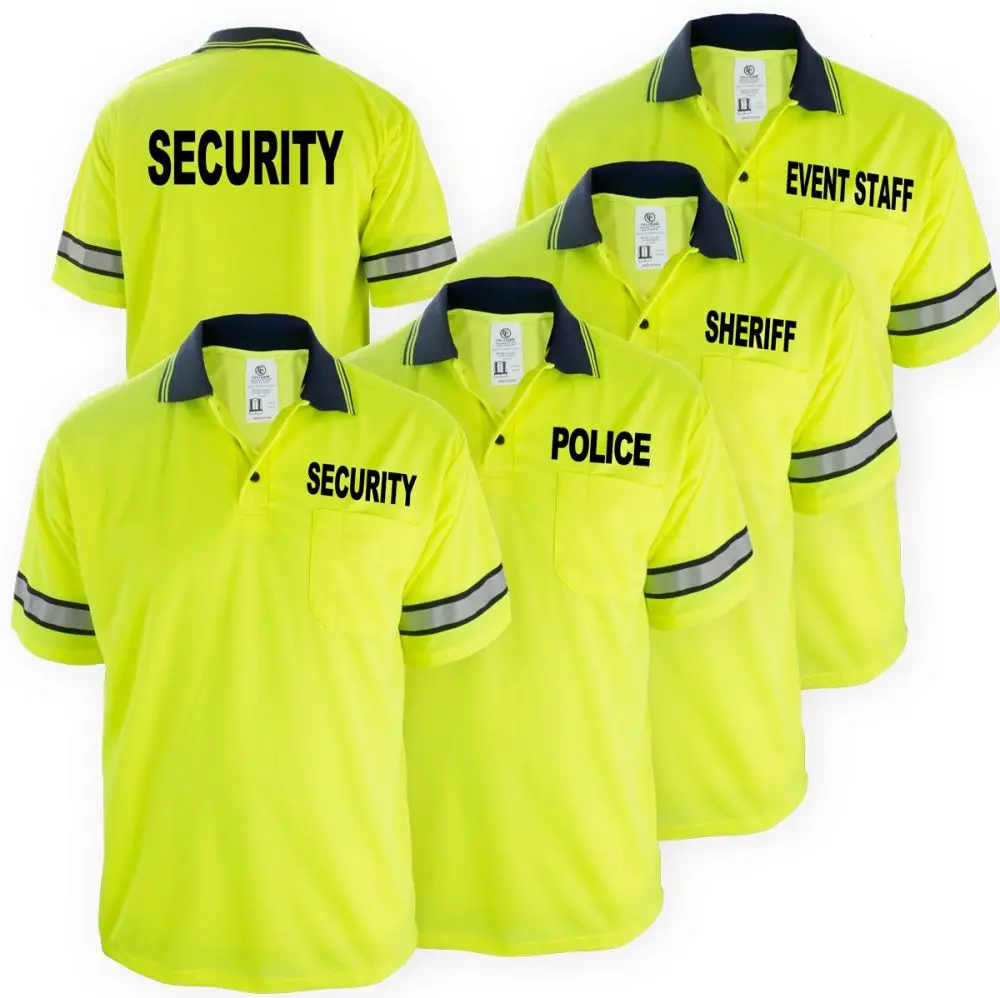 Security Staff Uniform Polo T-Shirt 100% Polyester Security Polo Shirt Guard With Reflective Stripe Polo Shirt