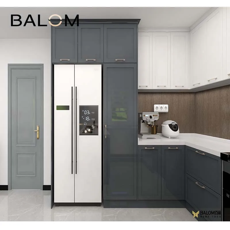 European style lacquer kitchen center cabinet pvc panels small size