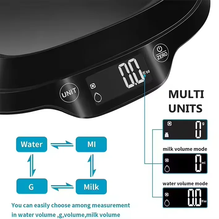 Household Digital Kitchen Scales with 1.2L Bowel  5kg Electronic Kitchen Scale LCD display portable kitchen digital scale