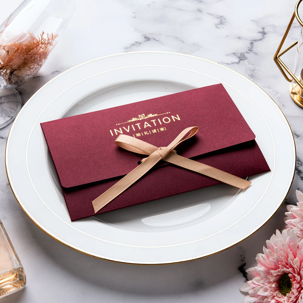 
2021 New envelope for wedding creative customized design luxury foil invitation card with envelope for wedding 
