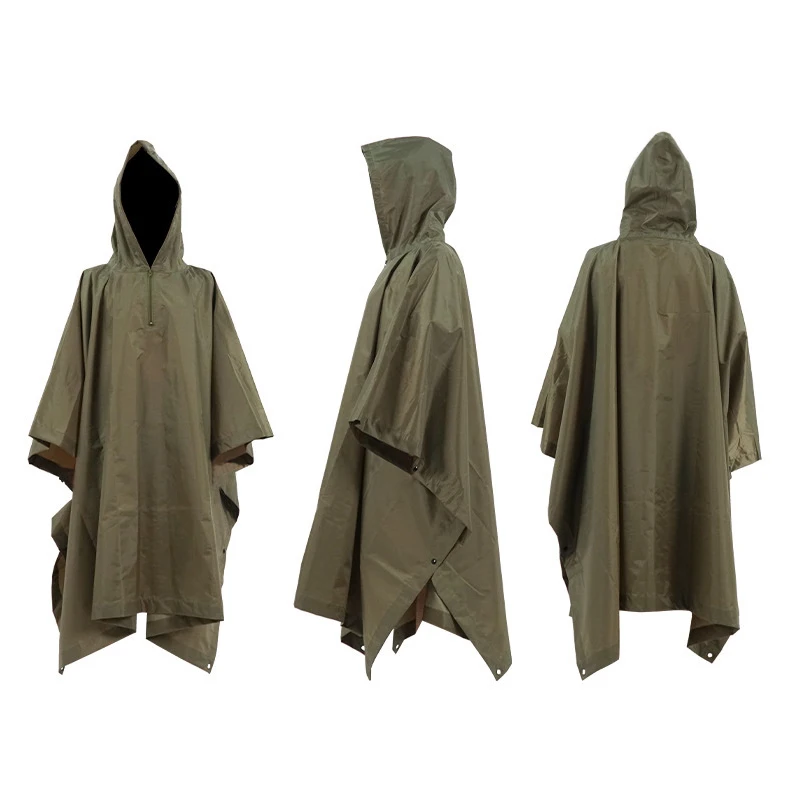 Impermeable PVC Polyester Outdoor Activities Tactical Camouflage Square Cloak Poncho Rain Cape Raincoat