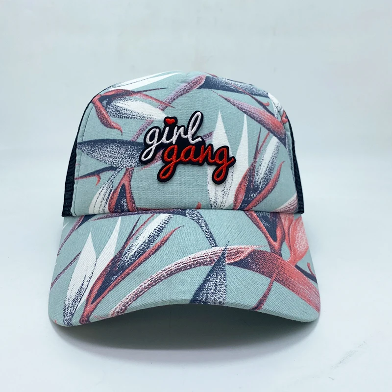Wholesale Tropical Style 6 Panel Unstructured Dad Hats Custom Logo Printing Cotton  Baseball Cap
