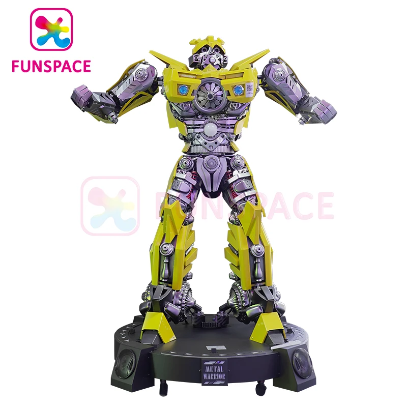 Funspace Game Center Large Yellow Blue Robot Metal Steel Model Transformer Welcome Robot