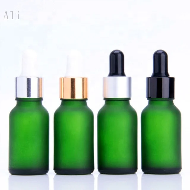 China supplier 10ml 15ml 30ml dropper glass bottle essential oil cosmetic serum green