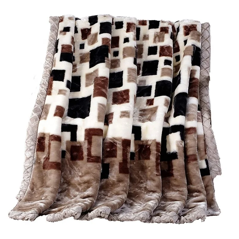 Dyed Fleece Throw Mink Raschel Blanket Heavy Thick King Size Korean Style for Winter 2 Ply Double Layer Solid Color Custom