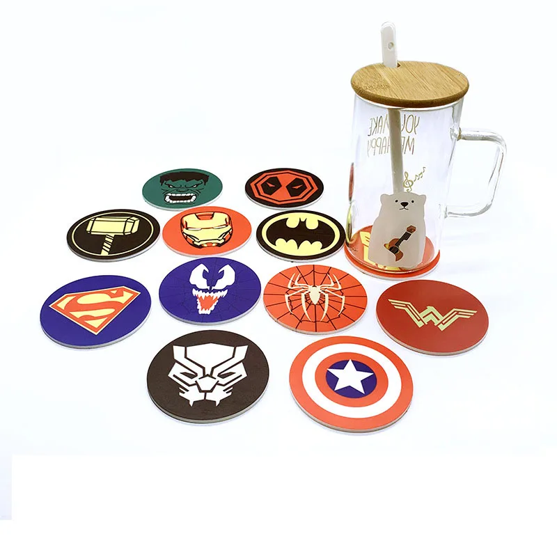 
Promotion gift stock avenger printed PVC plastic coaster Anti-scalding Insulation Bowl mat plastic mat with custom logo 