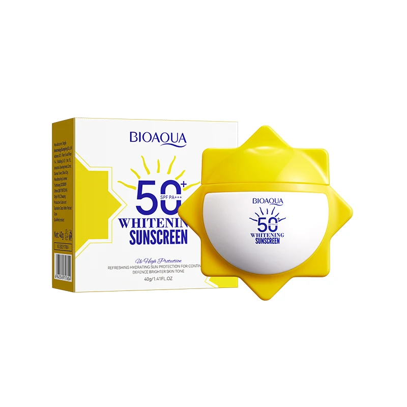 OEM ODM Korea BIOAOUA Skincare Anti Aging Sunscreen SPF 50+ PA+++ Waterproof Whitening Uva & Uvb Sun Protection Sunblock Cream