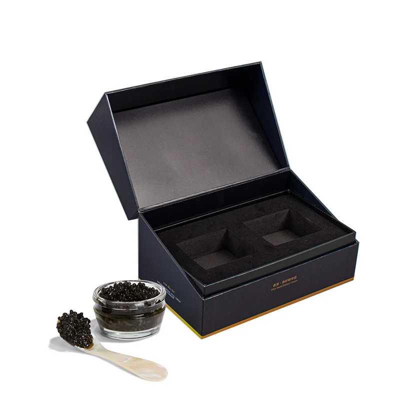 Custom Logo Velvet Eva Liner Lumpfish Paper Packaging Empty Caviar Packaging Box