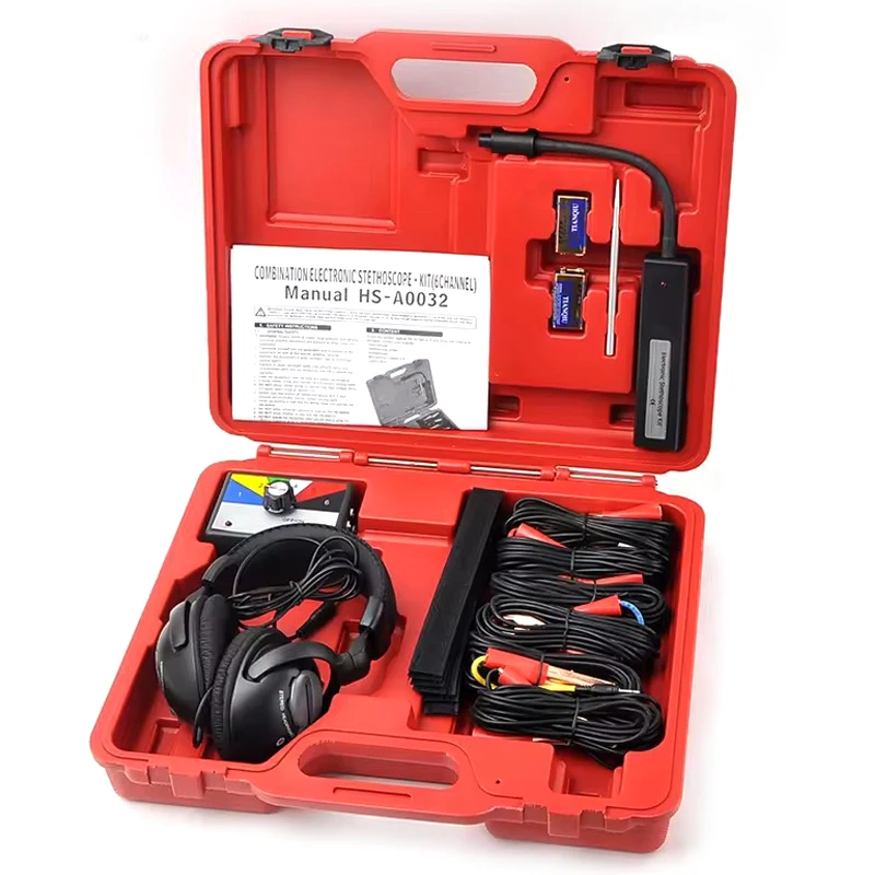 Professional 6 Channel Automotive Electronic Stethoscope Car Engine Noise Finder Sound Detector Tester Tool Set