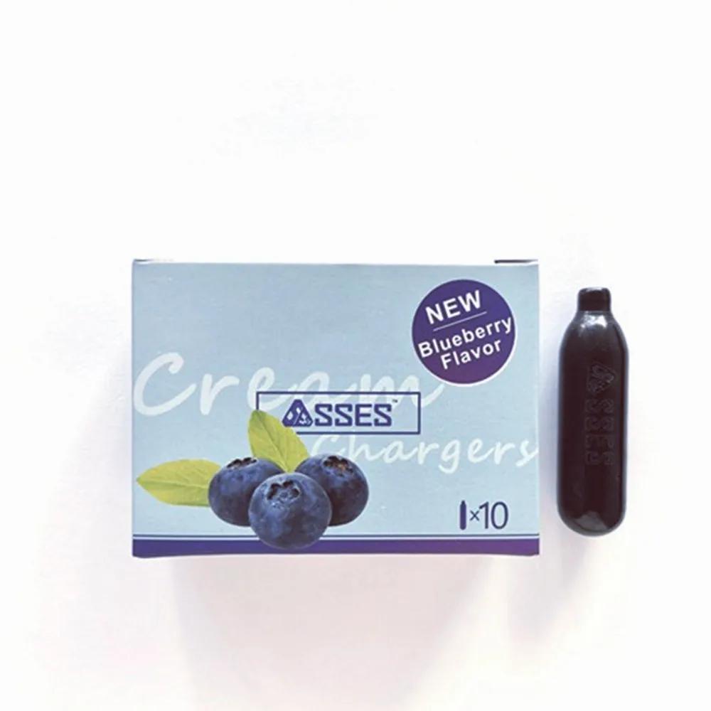 
Certified Quality Nitrous Oxide N2O Gas Whipped Cream Chargers - Blueberry Flavor 