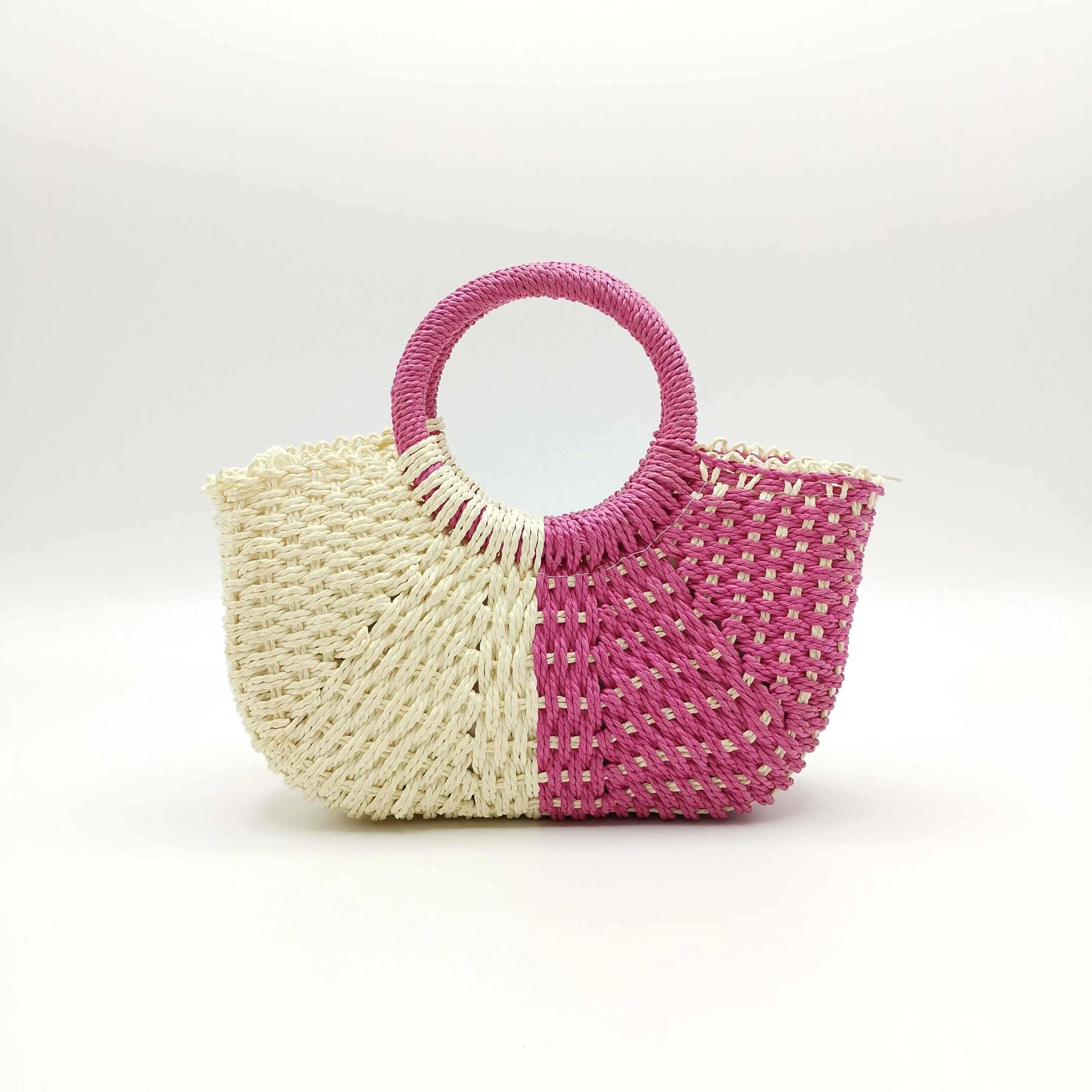 Mini Straw Tote Bag Summer Beach Bag Handmade Straw Woven Handbag with Flower for Kids