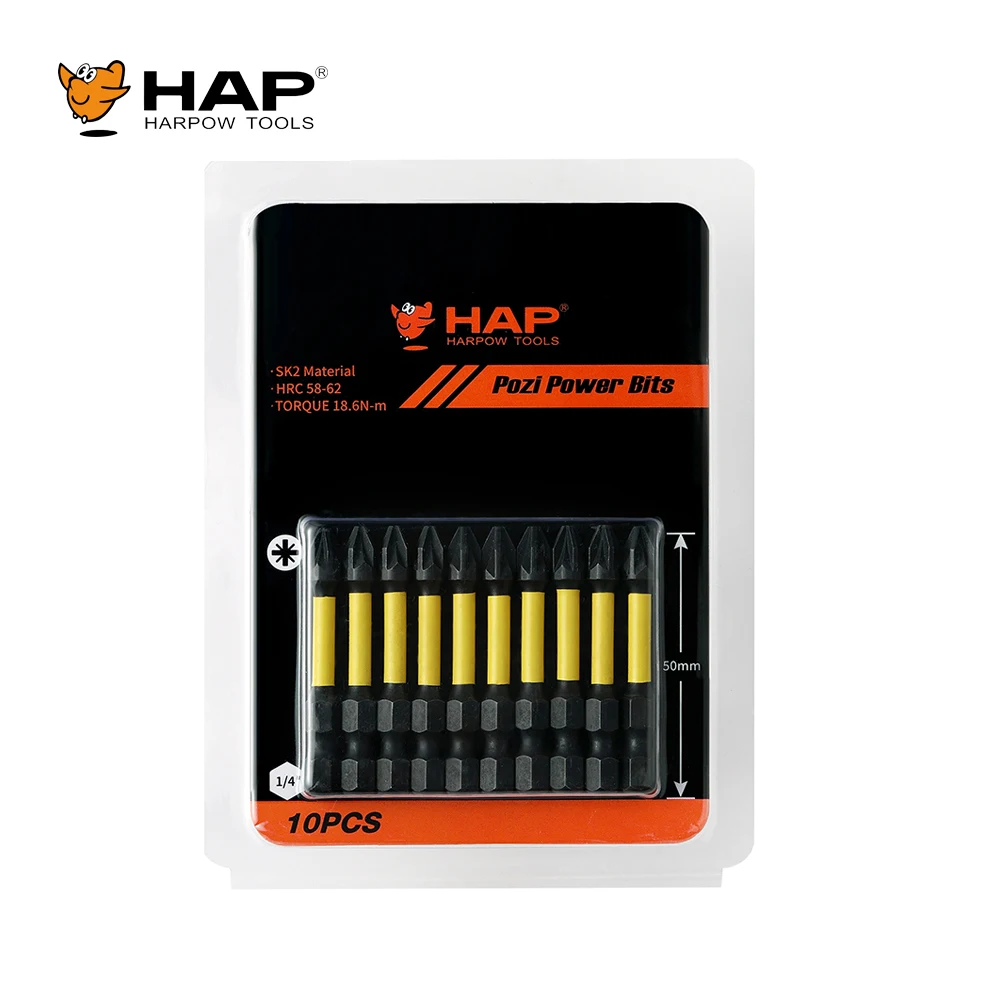 Harpow PZ2 Pozi Bit Set, Premium S2 Alloy Steel 2inch  Long Screwdriver Insert Bits Hex Shank with Quick Release Slot
