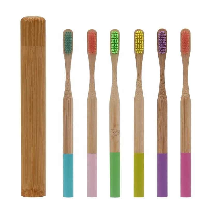 Round Handle Design Bio-degradable Eco-friendly Medium Firmness Bristles Bamboo Toothbrush for Hotel / Home