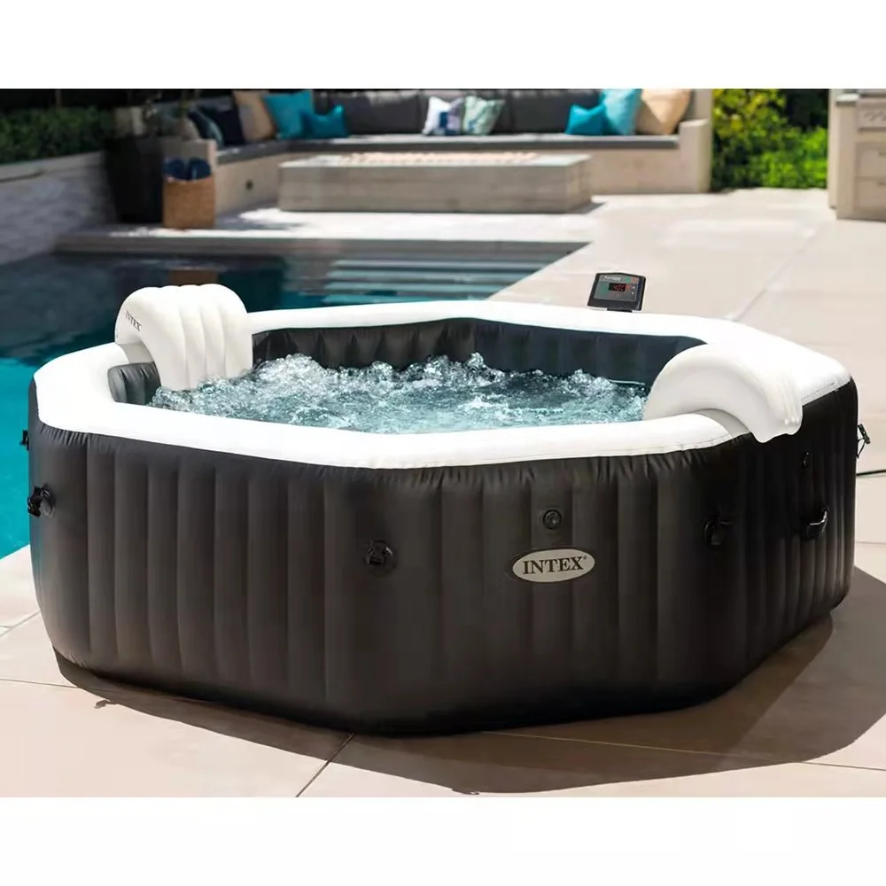 Intex 28458 Inflatable PureSpa Jet & Bubble Deluxe Hot Tub Outdoor Above Ground Massage Swimming Spa Pool  Set