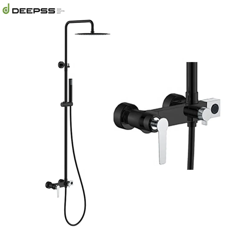 Deepss European Style Brass Rainfall Thermostatic Bathroom Shower Waterfall Mixers Bath and Faucet Shower Set