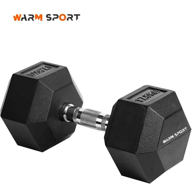 High Quality Gym Work Out Customized Logo 1-50 KG Cast Iron Rubber Coated Hex Dumbbell Set