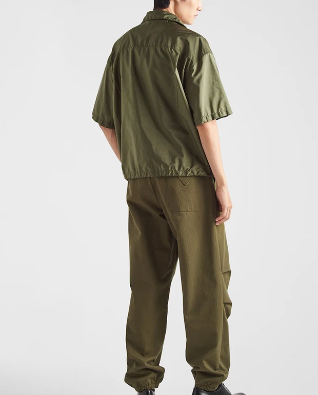 Button Down up Collar Cropped Zip Cargo Shirts Fashion Oem Drop Shoulder Chest Pocket Short Sleeve Casual Custom Summer for Men