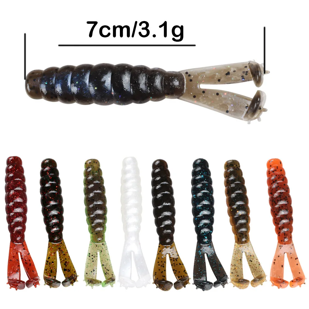 Afishlure Peche Soft Fishing Lure TPR Material 70mm 3.1gram Double Tail Soft Plastic Lure bait